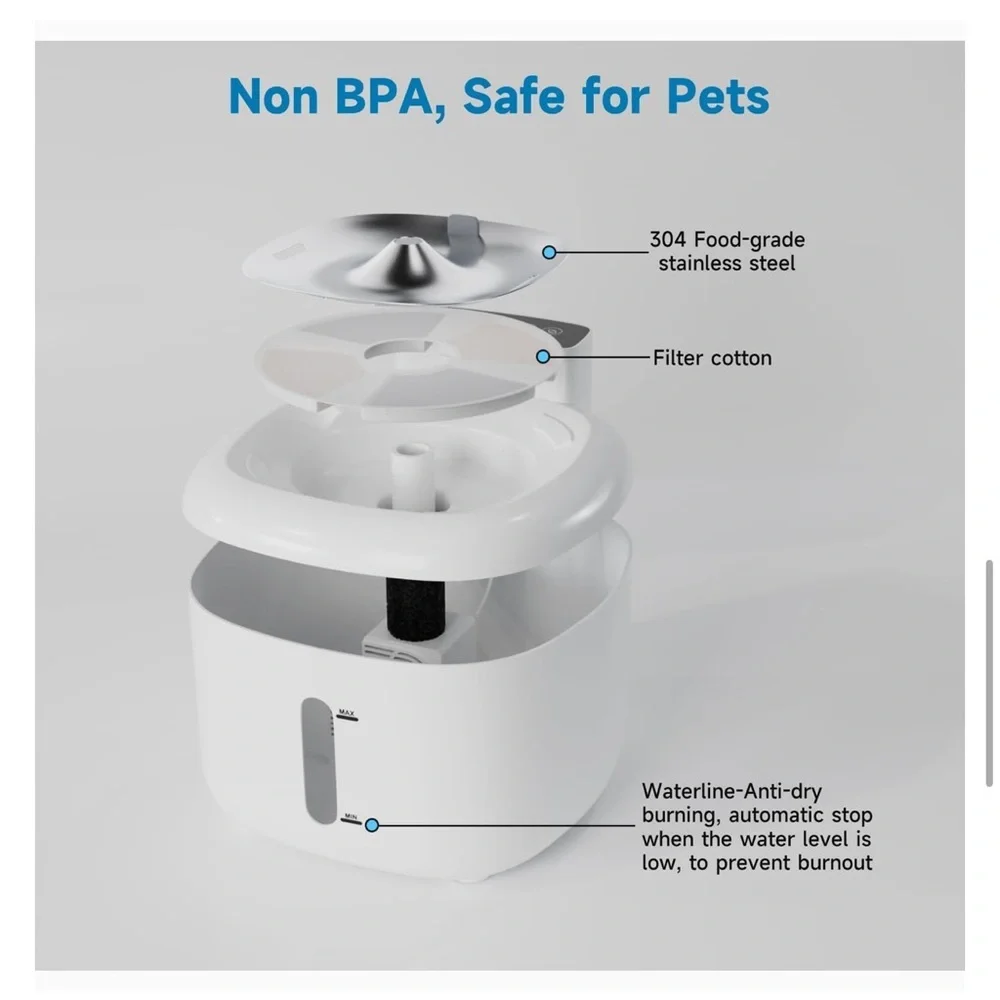 Wireless Motion Sensor Cat Water Fountain – White – NEW IN BOX!